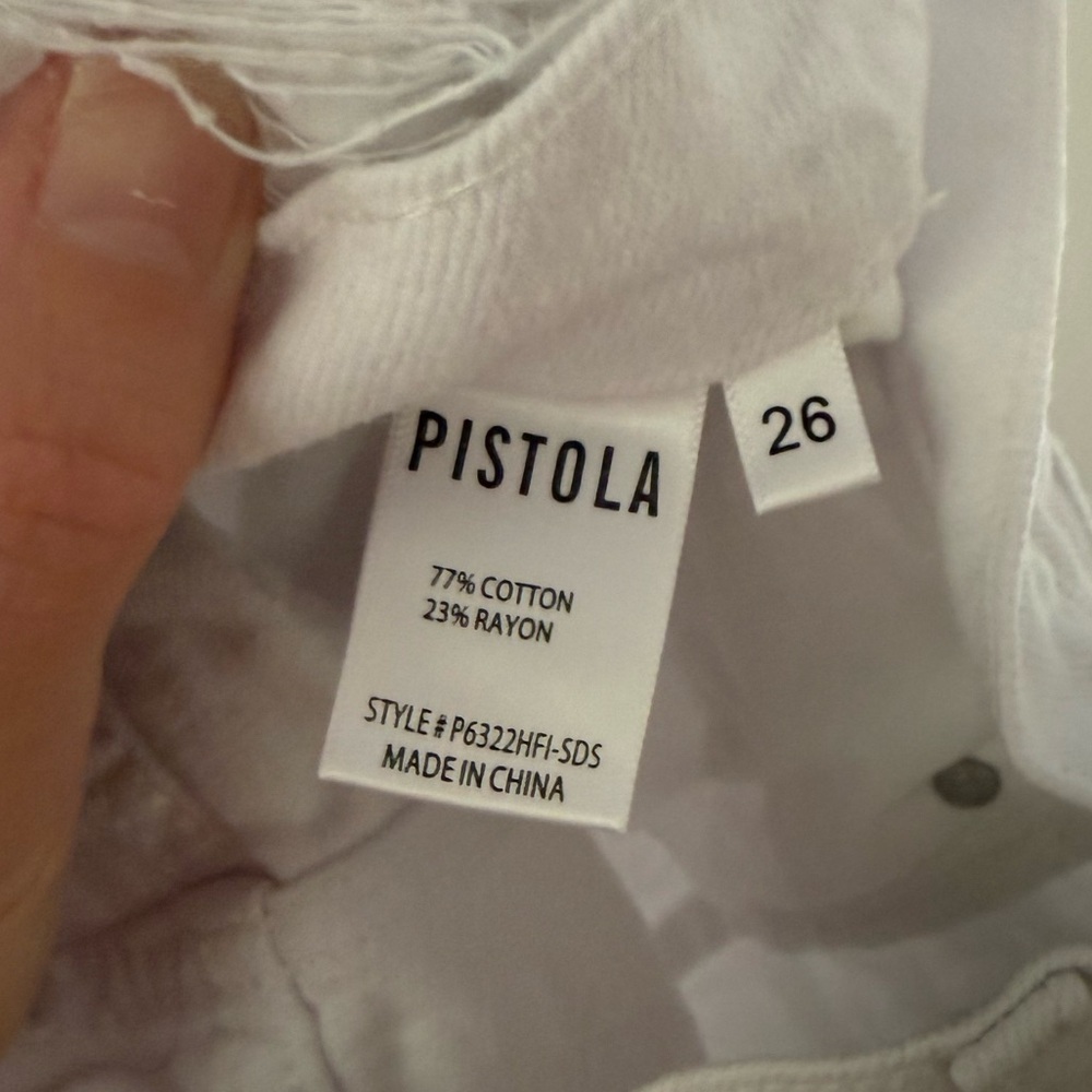PISTOLA Womens Jeans Size 26 White High Rise Distressed Ripped Denim - Picture 10 of 10